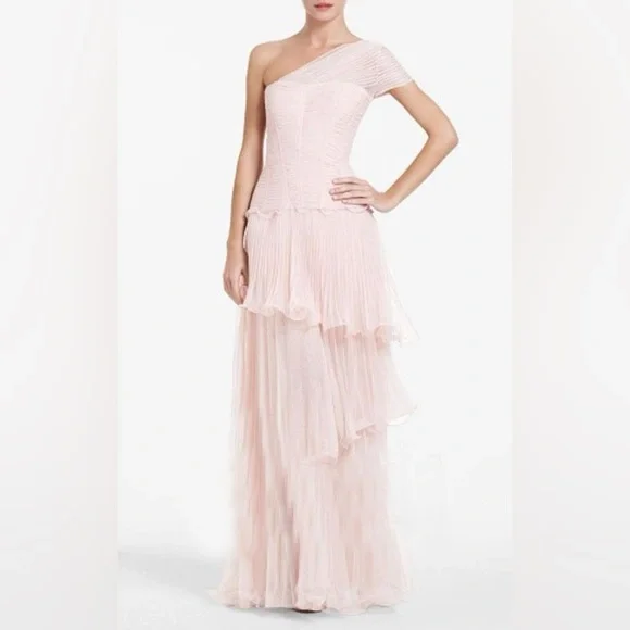 BCBG Maxazria Fabianna Rosewater One Shoulder Gown - Picture 1 of 13
